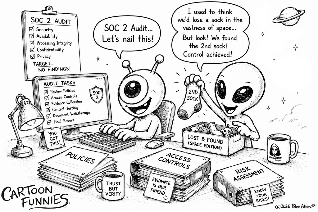 Cartoon Funnies - SOC2 - White Mug